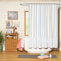 Beautiful Drew Barrymore Hydrangea Blue Stripe Shower Curtain - 72x72 Inches