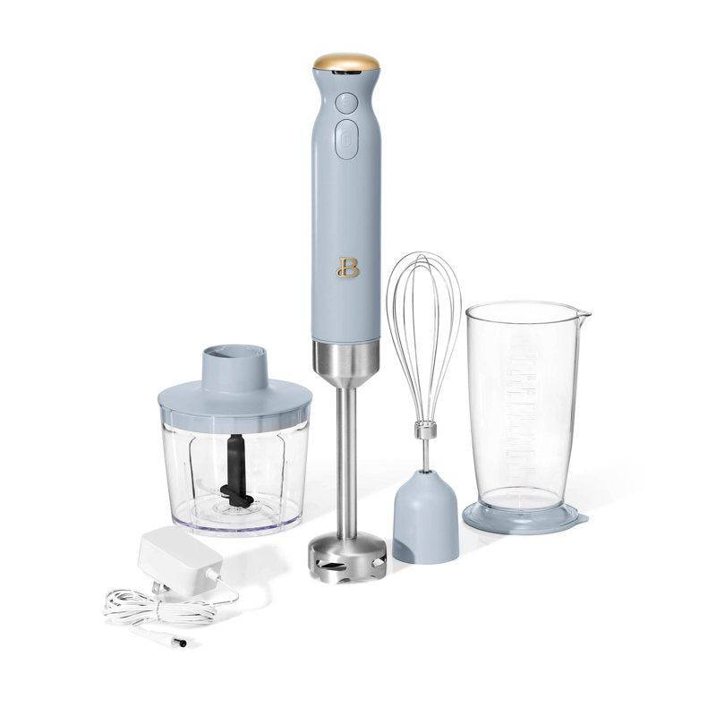 Cordless Immersion Blender with Chopper, Whisk & Cup - Cornflower Blue