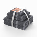 Drew Barrymore 6-Piece Dobby Bath Towel Set - Charcoal Gray, 100% Cotton