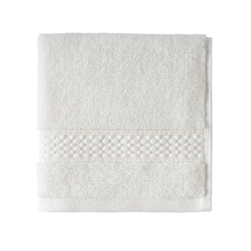 Beautiful Drew Barrymore Off White Dobby Washcloth - 100% Cotton, 13x13 Inches