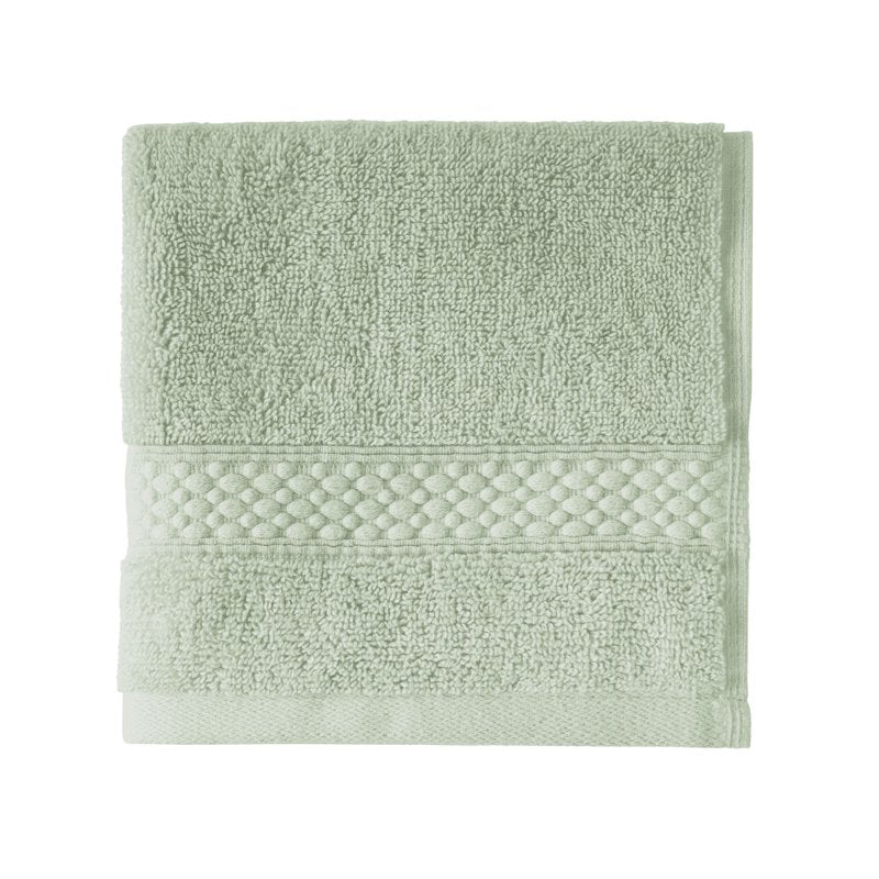 Beautiful Drew Barrymore Dobby Washcloth - Sage Green, 100% Cotton, 13x13