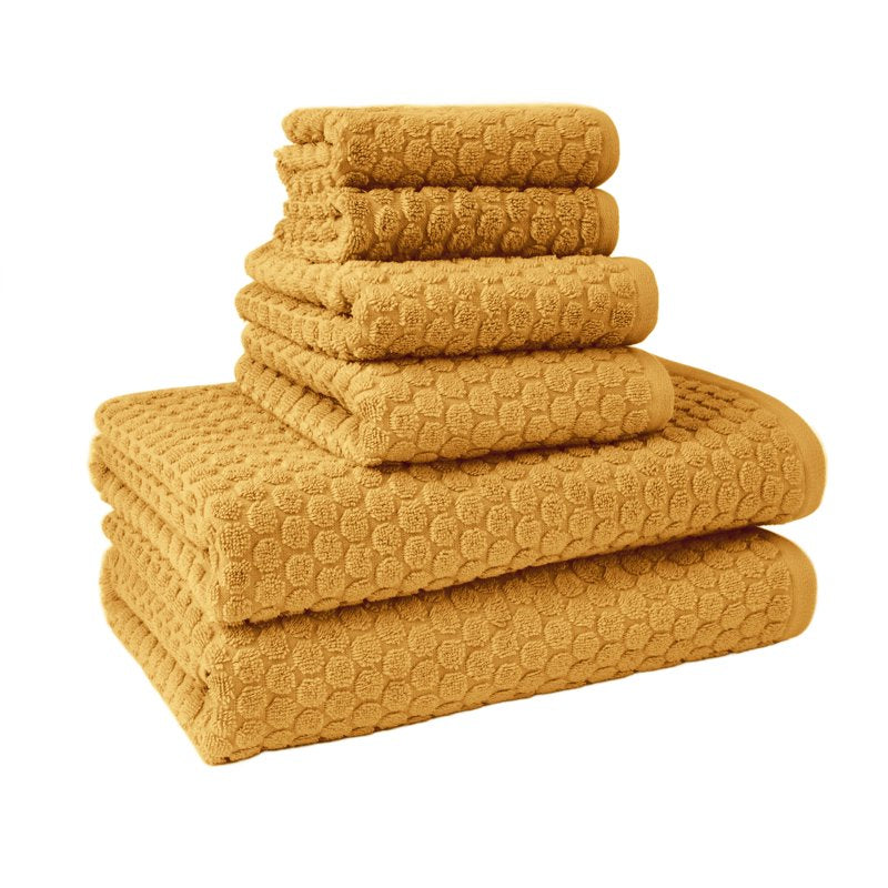 Beautiful by Drew Barrymore Dot Bath Towel Set - 6-Piece, Spruce Yellow, 100% Cotton