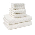 Dot Textured Cotton Bath Towel Set - Off White, 6 Pieces