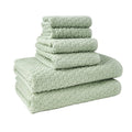 Bath Towel Set 6-Piece Dot Textured Cotton Towels in Sage Green - Soft & Absorbent
