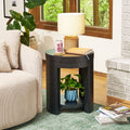 Round Side Table - Rich Black Finish, 18" Top