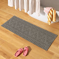Floral Block Scallop Bath Runner Rug Set Charcoal Grey 24x60 - Cotton, Non-Slip