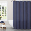 Nightshade Blue Check Matelassé Fabric Shower Curtain - Drew Barrymore - 72 x 72 Inches