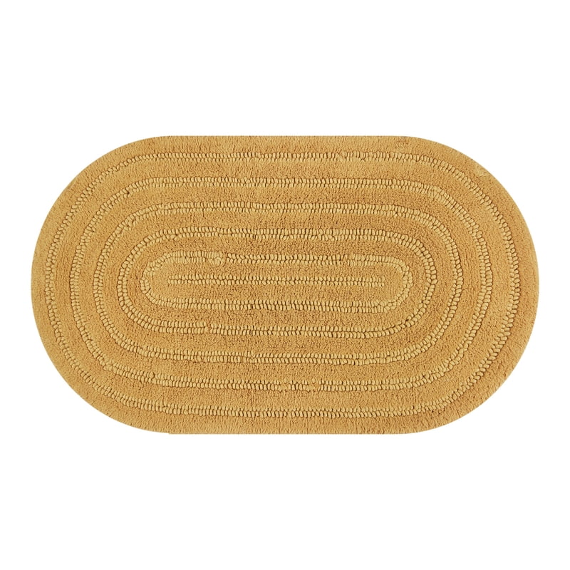 Oval Cotton Bath Rug - Drew Barrymore Beautiful Amber Yellow 20x34 Inches
