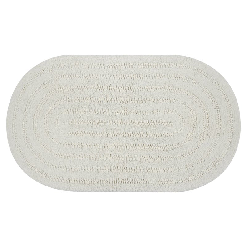 Beautiful Oval Cotton Bath Rug - Off White, 20 x 34 inches - Durable & Machine Washable