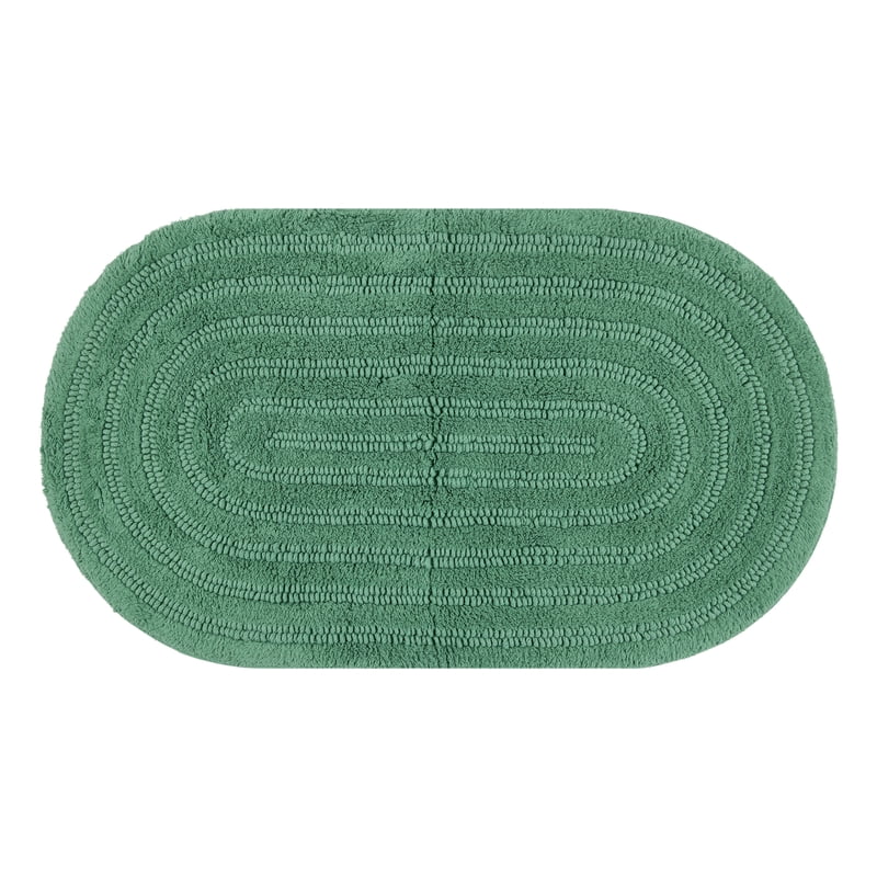 Oval Cotton Bath Rug - Pine Green 20 x 34 inches - Plush & Absorbent