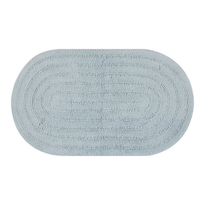Oval Cotton Bath Rug - Winter Sky by Drew Barrymore, 20 x 34 Inches - Machine Washable Bathroom Rug with Non-Slip Option