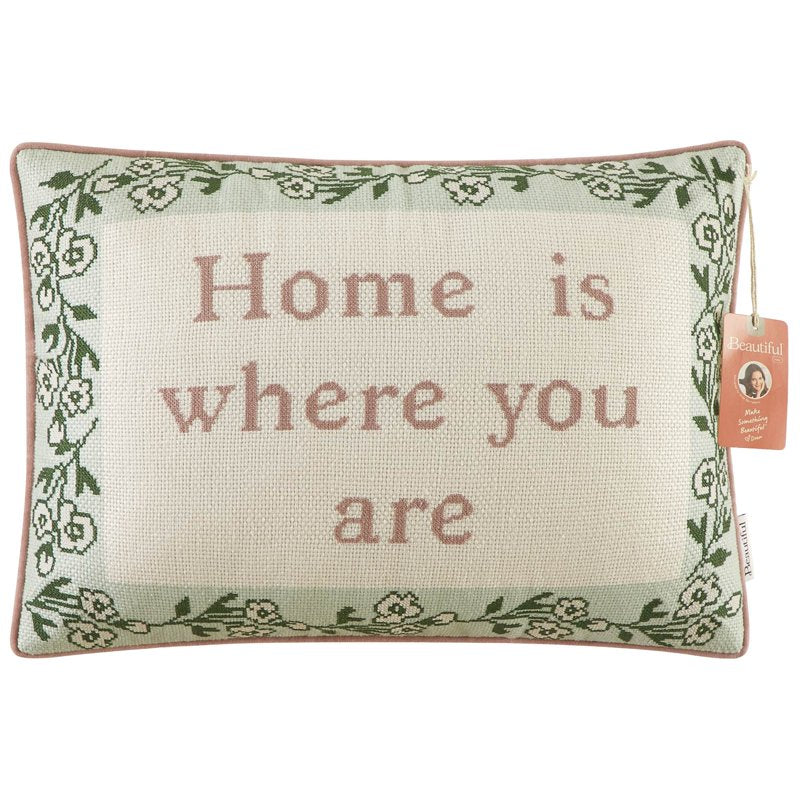 Decorative Needlepoint Lumbar Pillow 14x20 Inches - Home Sentiment
