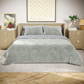 Reversible King Quilt - Floral Sage Green Velvet & Patterned Cotton, Drew Barrymore Signature