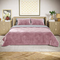 Beautiful Signature Floral Woodrose Pink Velvet Reversible King Quilt - Elegant Bedroom Decor
