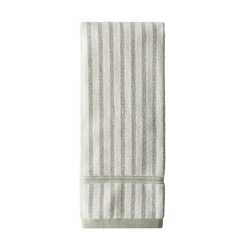 Stripe Hand Towel - Sage Green 100% Cotton Bathroom Accessory, 28x16 Inches