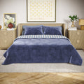 Reversible Velvet Quilt Full/Queen Starry Night Blue Striped Bedding