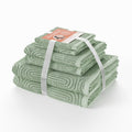 Beautiful by Drew Barrymore 6-Piece Cotton Bath Set - Sage Green, Includes 2 Bath Towels, 2 Hand Towels, 2 Washcloths - Made in Green Certified