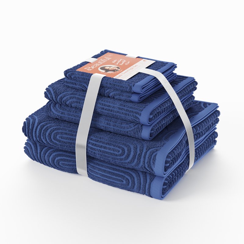 Textured Cotton Bath Set - 6 Pieces in Smokey Blue - Drew Barrymore