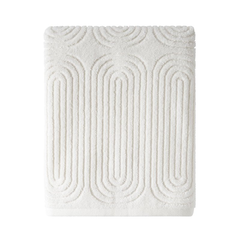 Textured Bath Towel Off White 56x30in - Soft 100% Cotton, Drew Barrymore