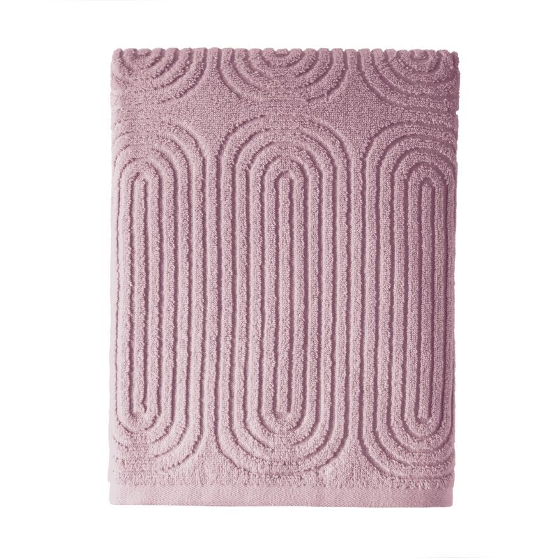 Textured Bath Towel - Soft 100% Cotton, Rose Pink, 56x30 Inches - Drew Barrymore