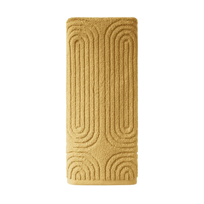 Textured Hand Towel - 100% Cotton, Amber Yellow, 28x16 Inches - Bathroom Decor
