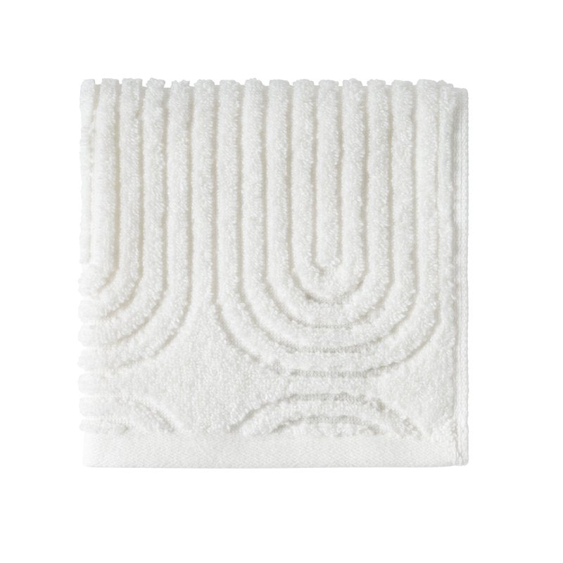 Off White Textured Cotton Washcloth - 13x13 Inches, Drew Barrymore