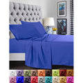 Queen Blue Bed Sheet Set - Brushed Microfiber Bedding with Deep Pockets