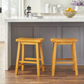 Belfast Rectangular Saddle Bar Stools - Oak, Set of 2