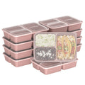 Reusable Meal Prep Containers - 20-Piece 3-Compartment Set - Rosette Glitter
