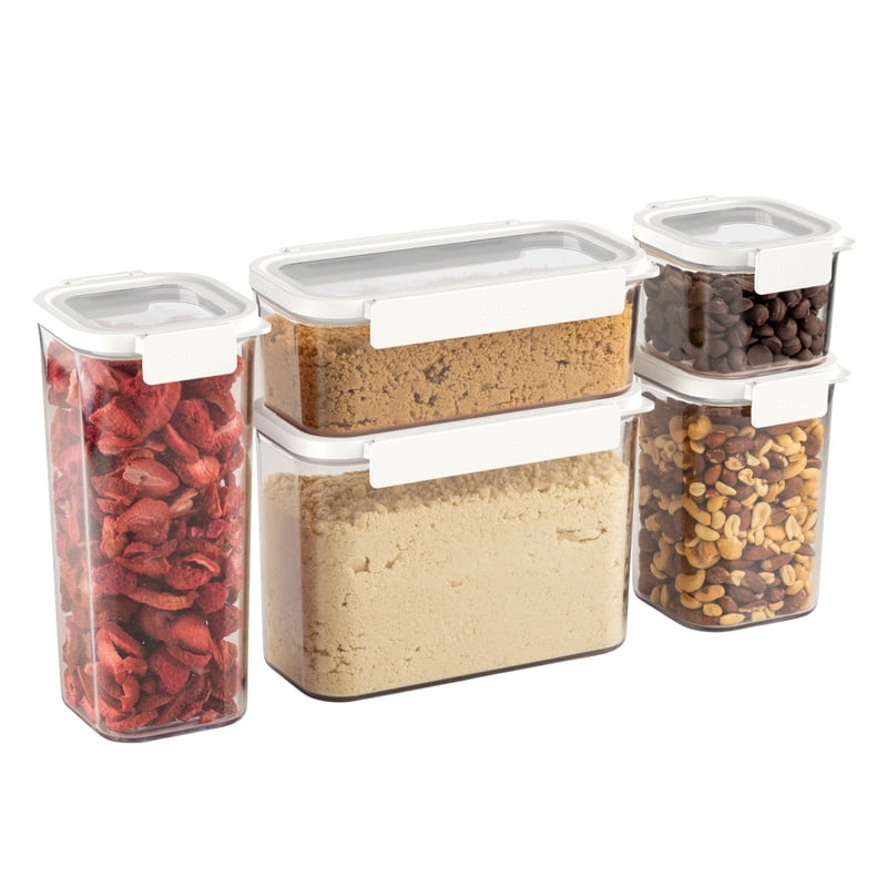Airtight Food Storage Containers - 10-Piece Set, Clear, Snow