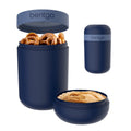 Reusable Snack Cup - Portable Leak-Proof Container with Toppings Compartment - Navy