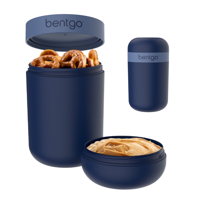 Reusable Snack Cup - Portable Leak-Proof Container with Toppings Compartment - Navy