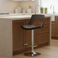 Adjustable Swivel Bar Stool - Modern Wood Seat with Diamond Quilted Finish, Weathered Oak & Gray Wood/Black