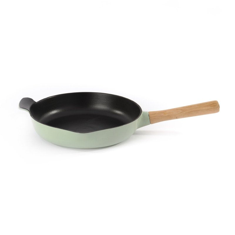 10.25" Cast Iron Fry Pan - 2.6 Quart, Green Enamel Coating