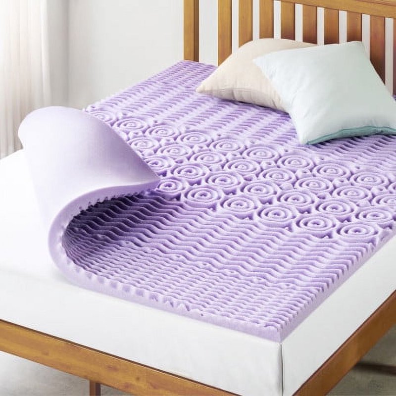 Queen 1.5-Inch 5-Zone Memory Foam Mattress Topper with Lavender Infusion
