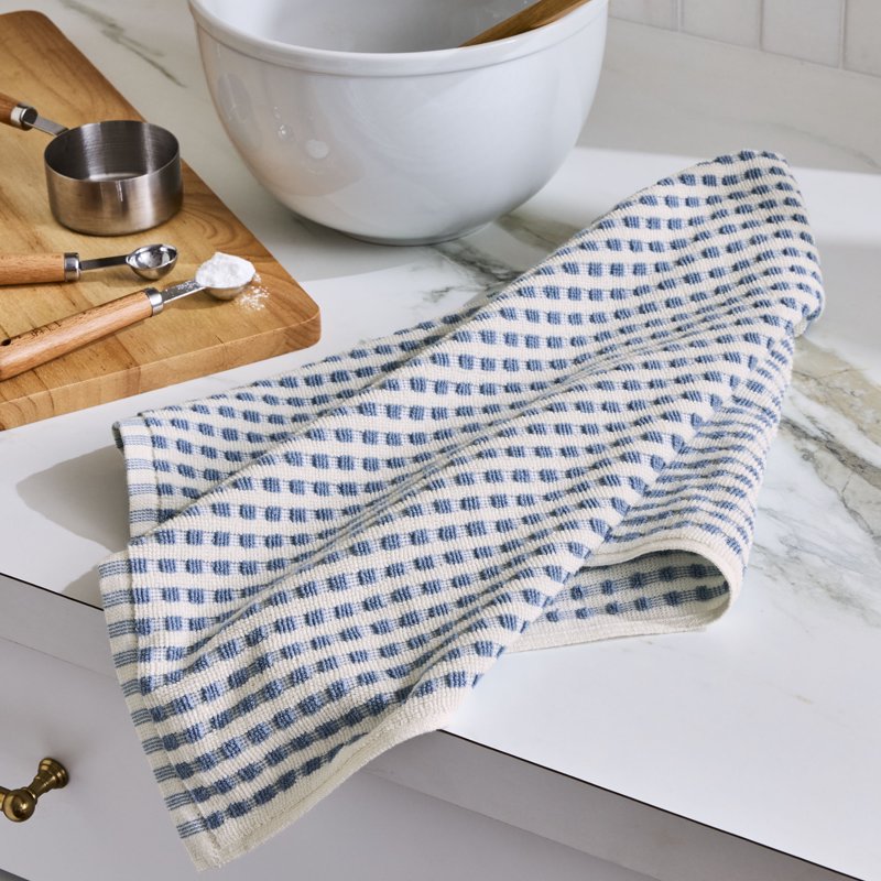 Terry Gingham Kitchen Towel - 18"x28" - Blue Silver
