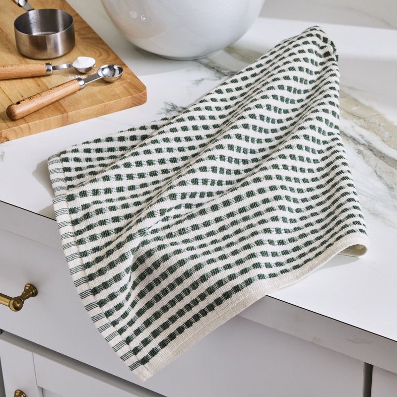 Terry Gingham Kitchen Towel - 18"x28" - Green Ash