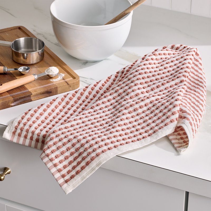 Terry Gingham Kitchen Towel - 18"x28" - Terracotta Clay