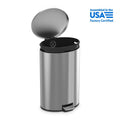 10.5 Gallon Stainless Steel Oval Step Trash Can with Soft Close Lid - Silver