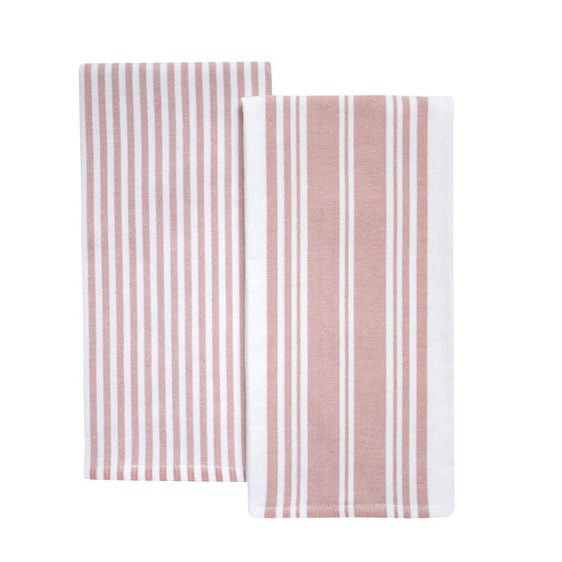 Culinary Kitchen Towels - 2 Pack, Oversized Cotton, Old Rose/White