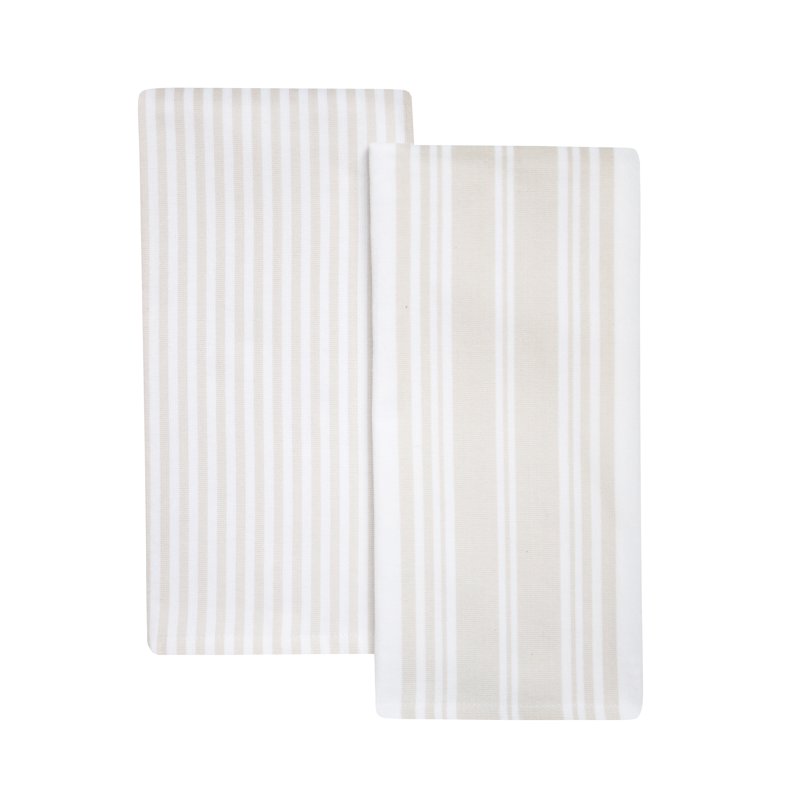Oversized Kitchen Towels Set - 2 Pack Papyrus Beige/White