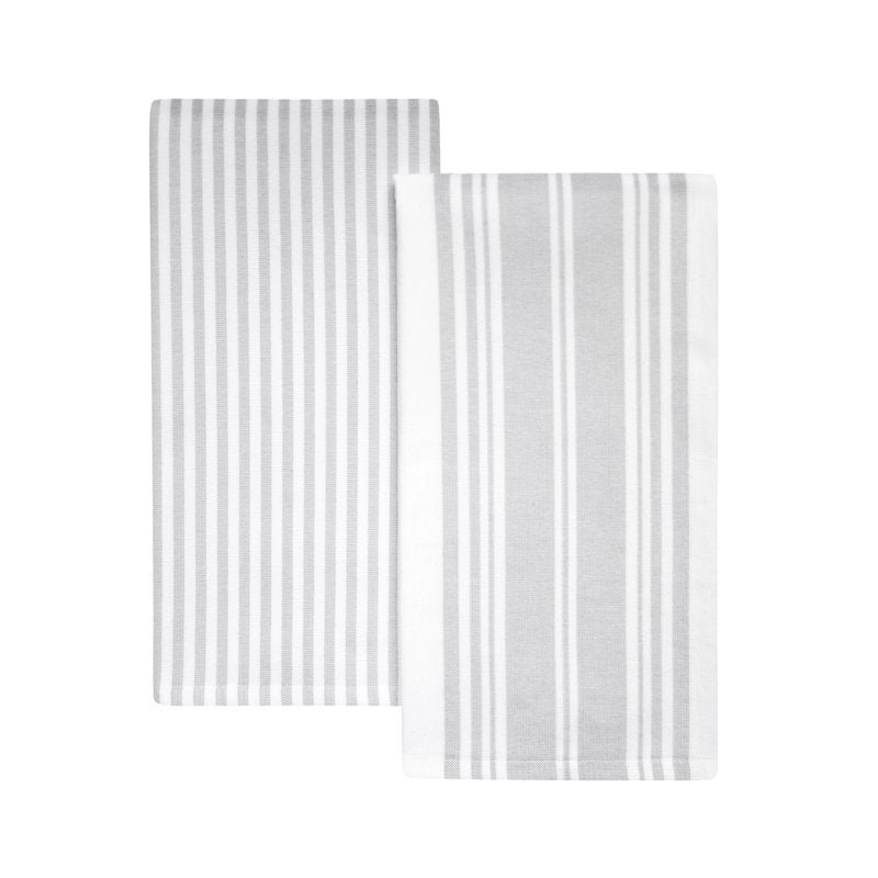 Oversized Kitchen Towels - 2 Pack Soft Silver & White