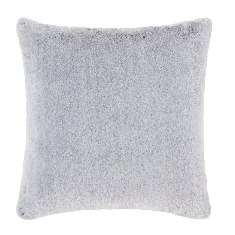 Grey Tipped Faux Fur Throw Pillow - 20x20 Decorative Cushion - Sibling Variation 1