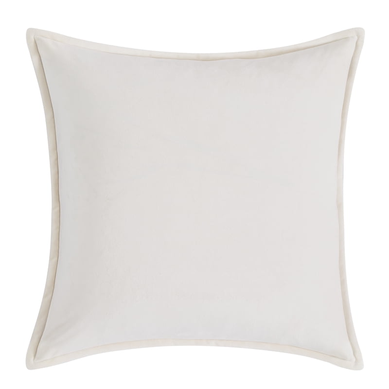 Reversible Velvet Decorative Pillow - Beige & White, 20x20 Inches