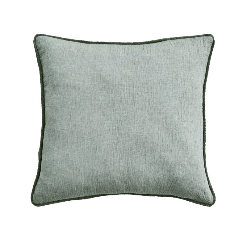 Oversized Cotton Gauze Fringe Pillow - Dark Cilantro Green 22 x 22 Inches - Better Homes & Gardens