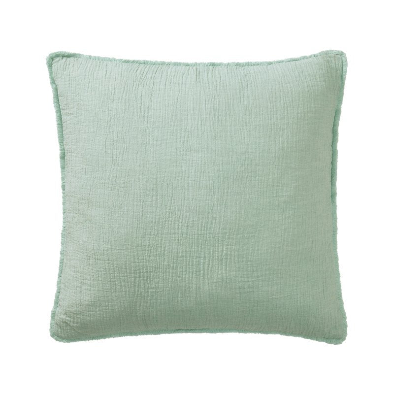 Oversized Cotton Gauze Fringe Throw Pillow - Seafoam Green, Soft Sea - 22x22"