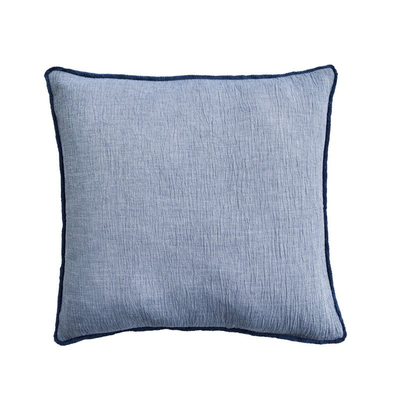Oversized Indigo Blue Cotton Gauze Fringe Decorative Pillow - 22x22 Inches - Variation of THIS listing