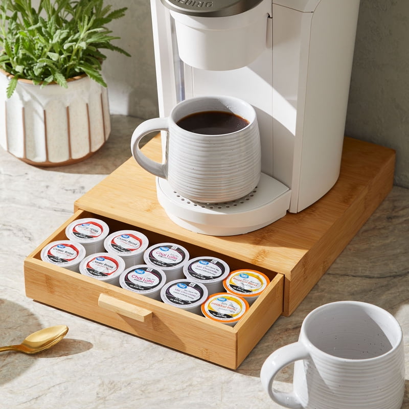 Bamboo K-Cup and Beverage Organizer - 25 Capacity, Natural