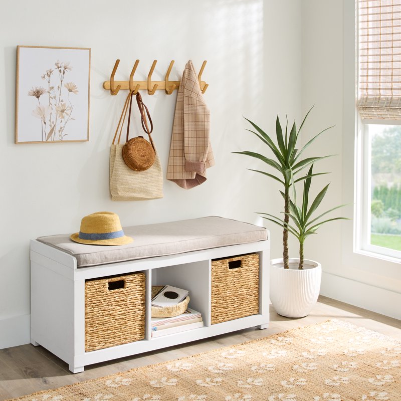 3-Cube Storage Bench with Removable Cushion - Multiple Colors