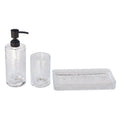 Hammered Glass Bathroom Accessories Set - Lotion Dispenser, Toothbrush Holder & Tray